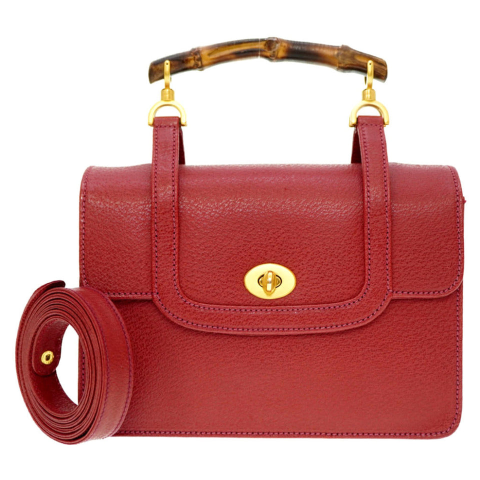 Gucci Handbag 000.113.0231 leather Red Bamboo Women