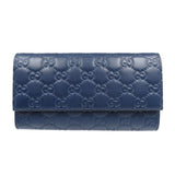 Gucci Long Wallet Purse 410100 leather Navy Guccisima Women