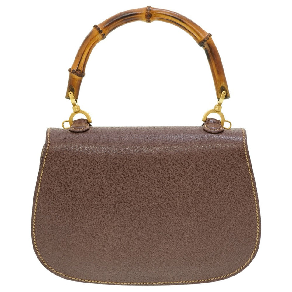 Gucci Handbag leather Brown Bamboo Women