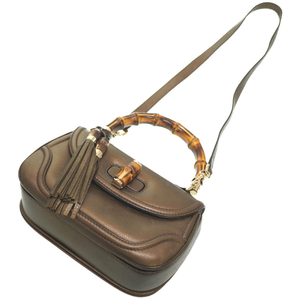 Gucci Handbag 254884 leather gold New Bamboo Women