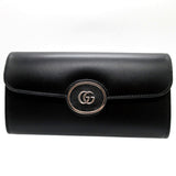 Gucci Long Wallet Purse 762167 leather black Two fold mini john double Women(Unisex)