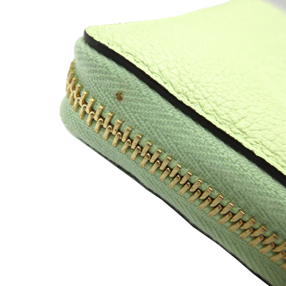 Gucci Long Wallet Purse 658691 leather Light green Zip Around logo Women