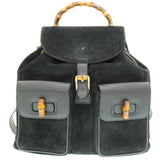 Gucci Backpack Suede black Bamboo Women