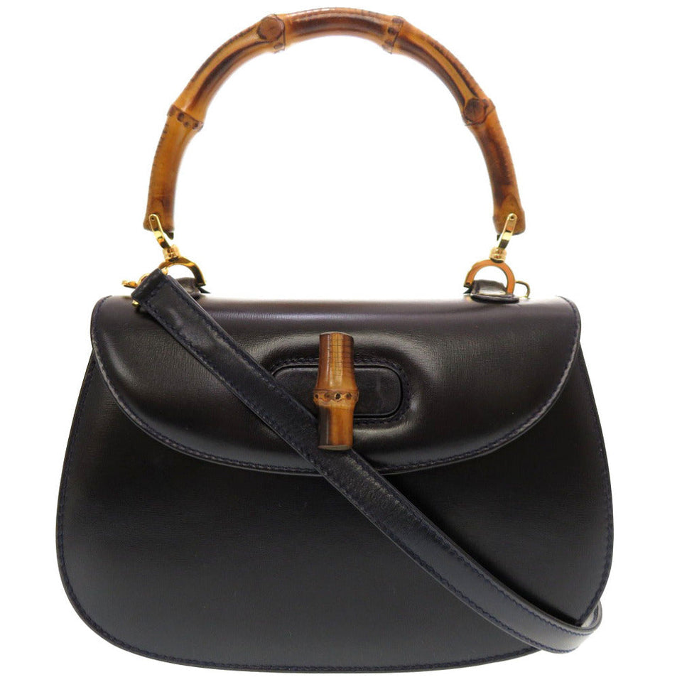 Gucci Handbag 000 2046 0188 Bamboo, Leather Navy Women