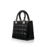 Christian Dior Lady Dior Black Patent Leather Medium