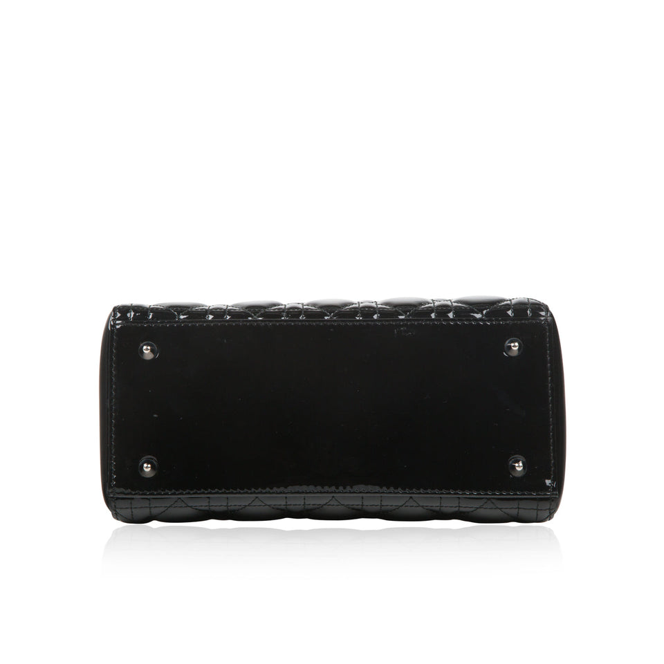 Christian Dior Lady Dior Black Patent Leather Medium