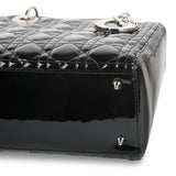 Christian Dior Lady Dior Black Patent Leather Medium