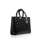 Christian Dior Lady Dior Black Patent Leather Large