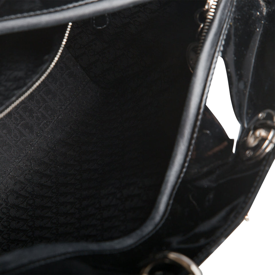 Christian Dior Lady Dior Black Patent Leather Large