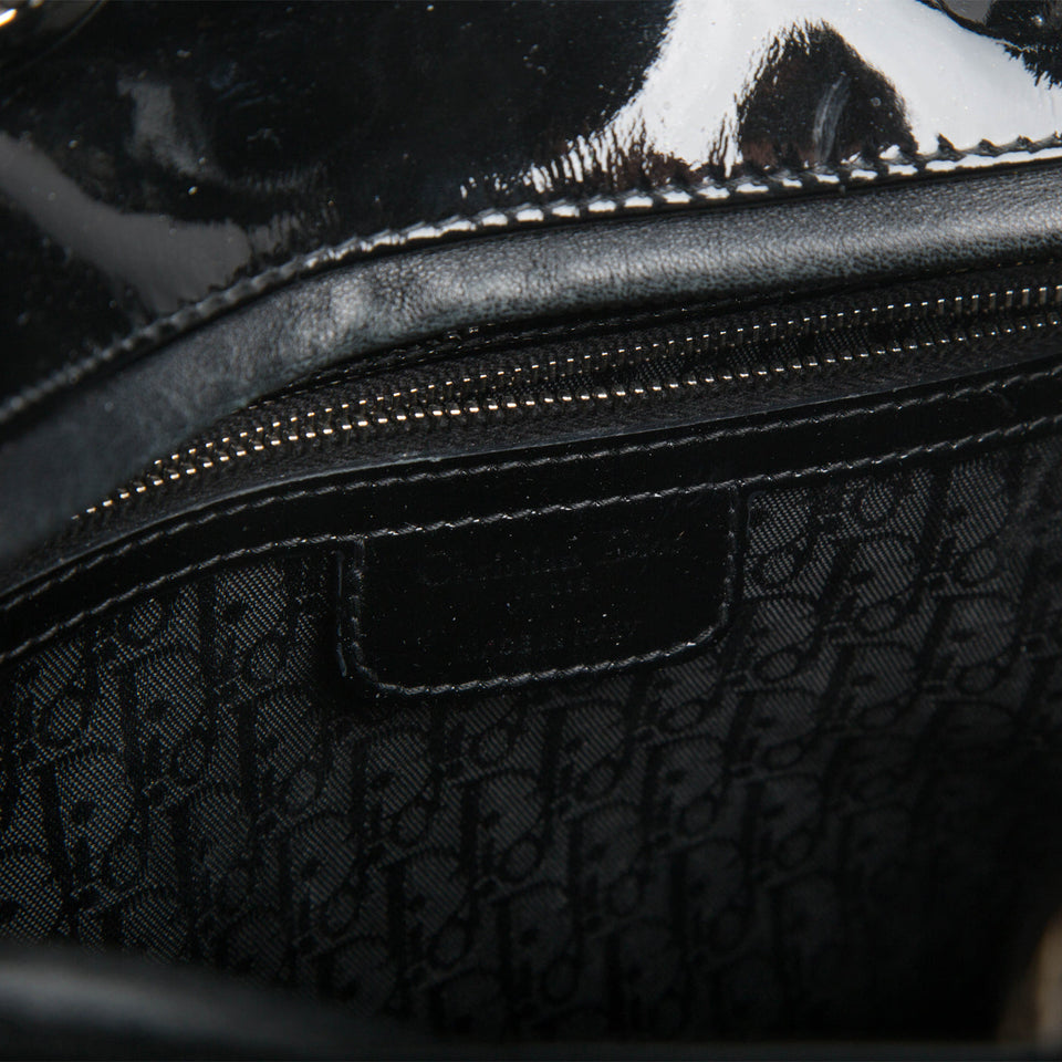 Christian Dior Lady Dior Black Patent Leather Large