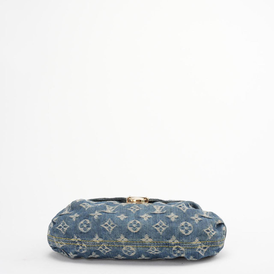 Louis Vuitton Vintage Shoulder Handbag Monogram Denim Mini Pretty Canvas Leather Blue