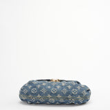 Louis Vuitton Vintage Shoulder Handbag Monogram Denim Mini Pretty Canvas Leather Blue
