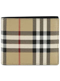 Luxury Burberry Men's Vintage Check Pattern Half Wallet Brown