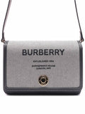 Luxury Burberry Horseferry Print Cotton Canvas Leather Cross Bag Black