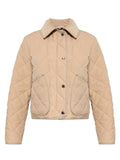 Luxury Burberry Corduroy Collar Diamond Quilted Jacket Soft Fawn