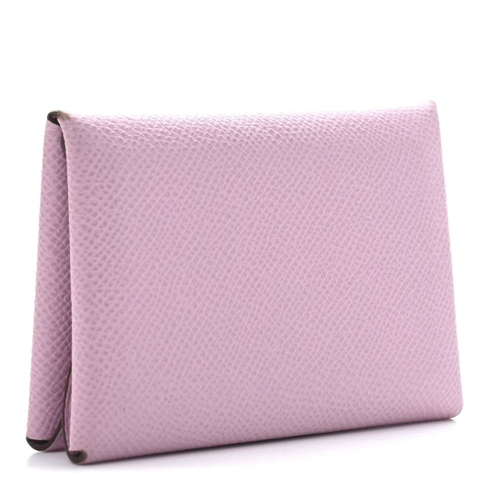Hermes Epsom Calvi Duo Card Case Mauve Sylvestre