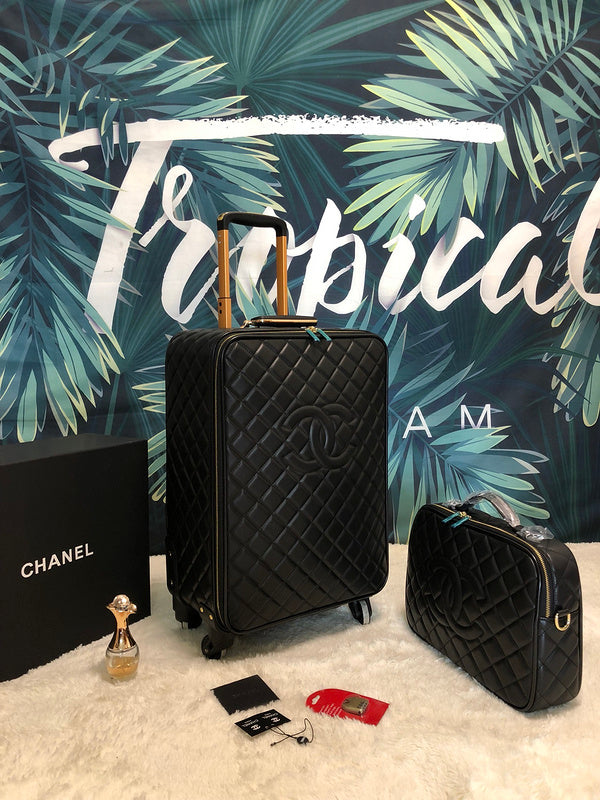 Chanel Quilted Cabin Luggage Set Black | Bags Junction Travel Collection