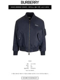 Luxury Burberry Men's Logo Print Nylon Bomber Jacket Smoke Navy