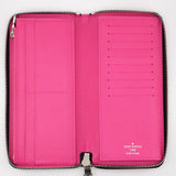 Louis Vuitton Zippy Wallet Vertical Coated Canvas Round Zipper Fuchsia Pink