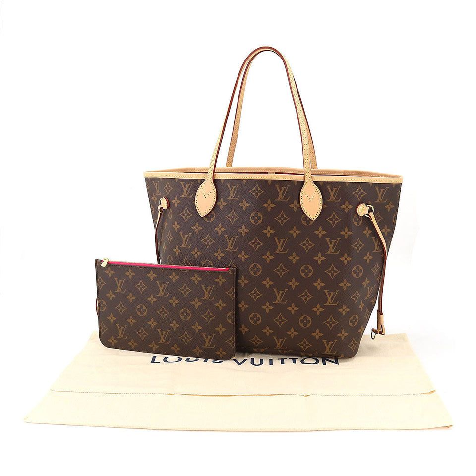 Louis Vuitton Monogram Neverfull MM Tote Bag Brown Pivoine