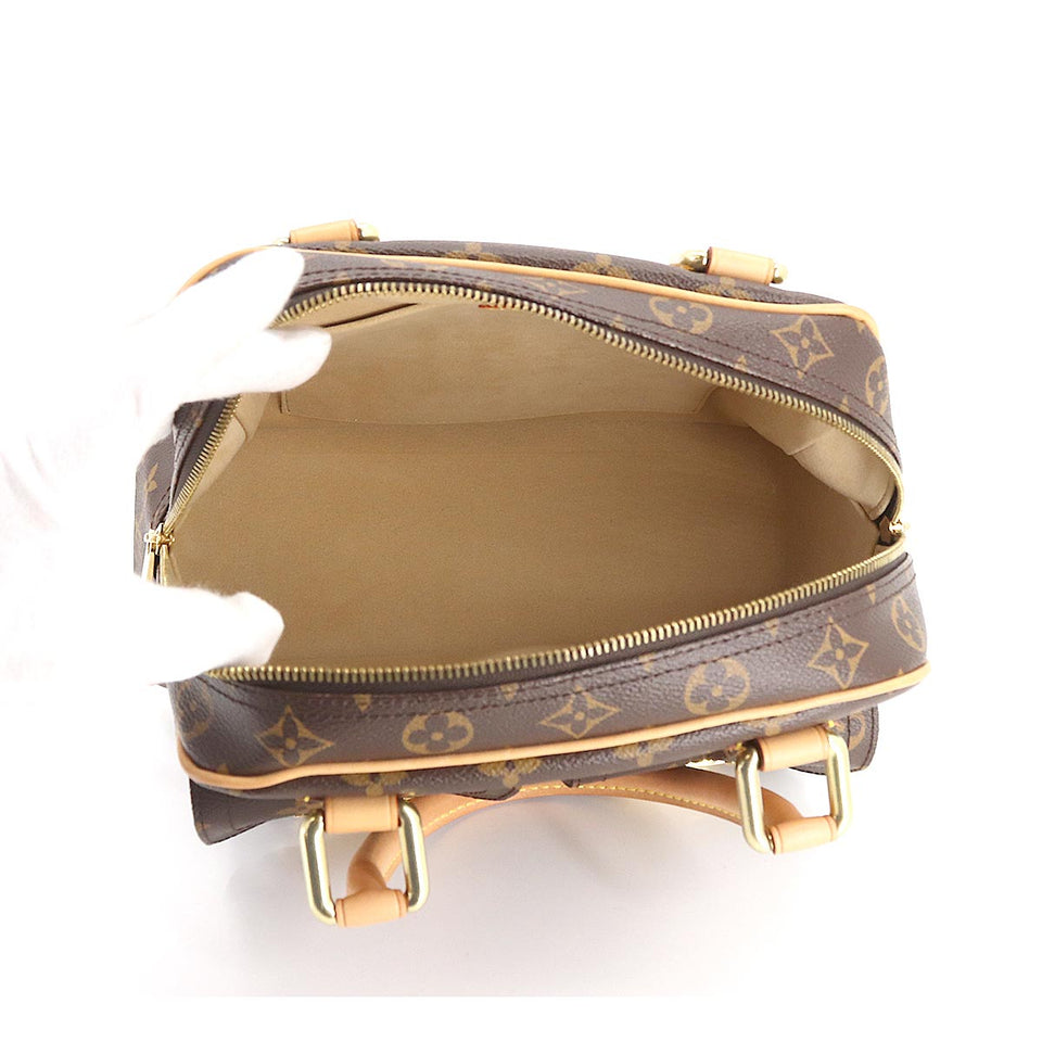 Louis Vuitton  Monogram Manhattan PM Hand Bag Brown Gold Hardware