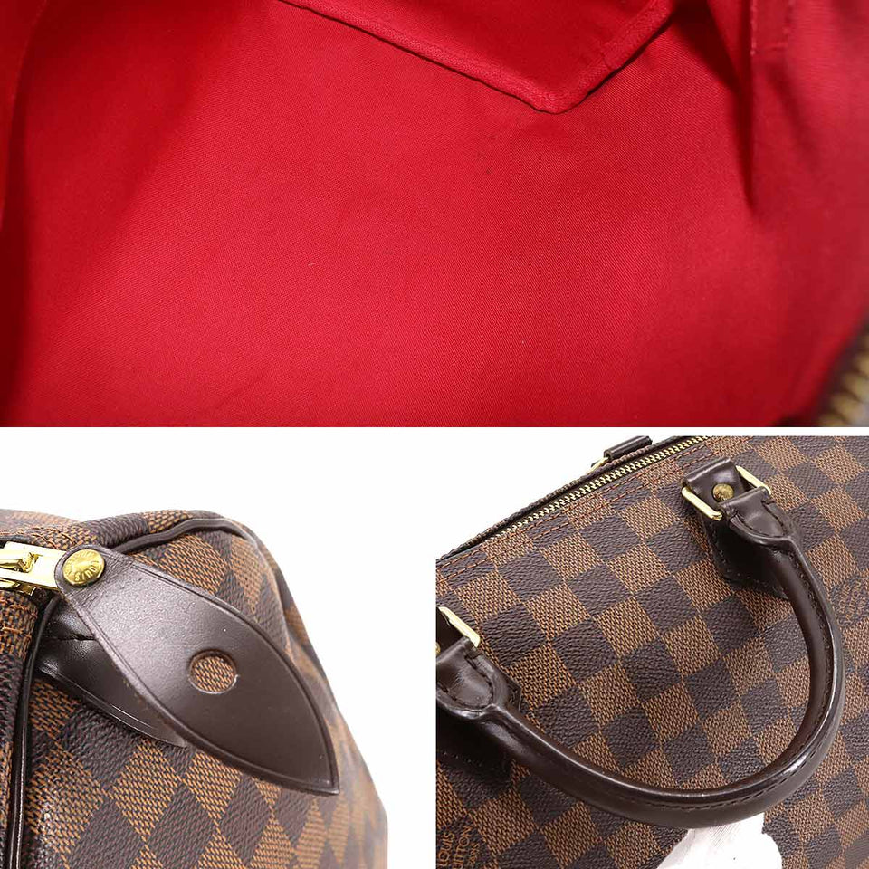 Louis Vuitton Damier Speedy 30 Hand Bag Ebene Brown Gold Hardware
