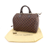 Louis Vuitton Damier Speedy 30 Hand Bag Ebene Brown Gold Hardware