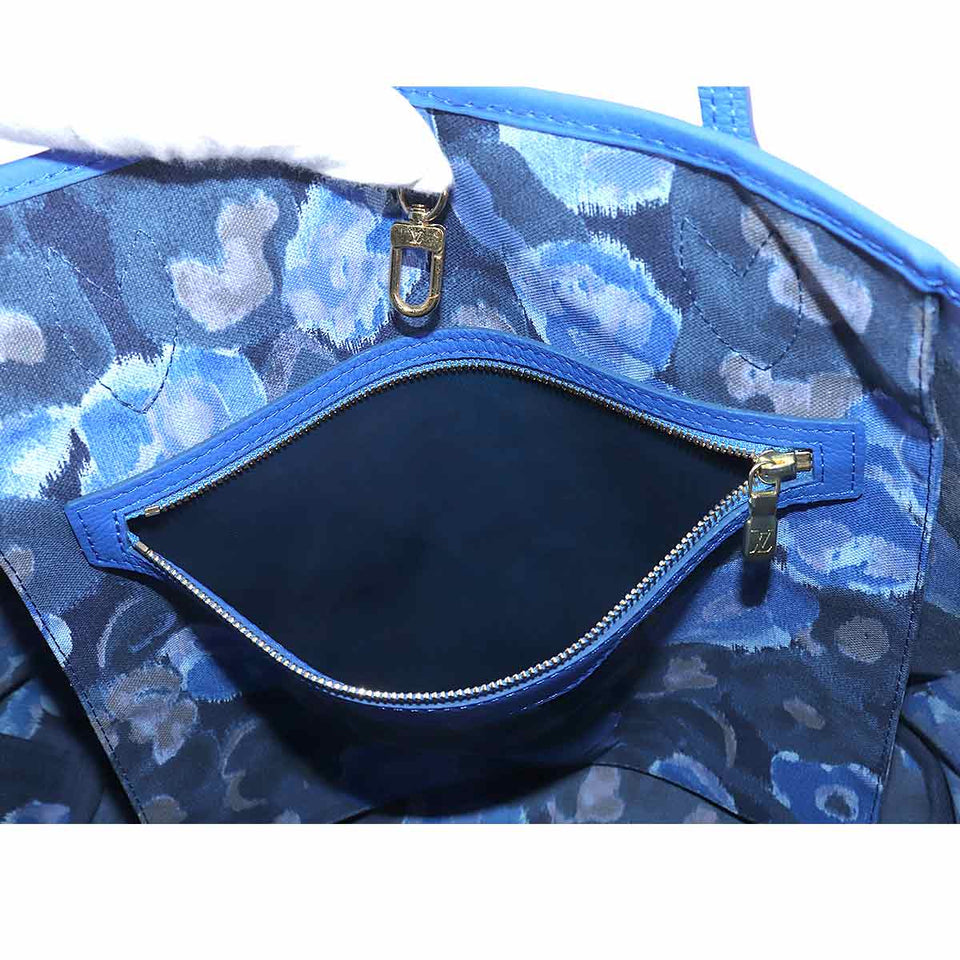 Louis Vuitton Monogram Ikat Flower Neverfull MM Tote Bag Grand Blue