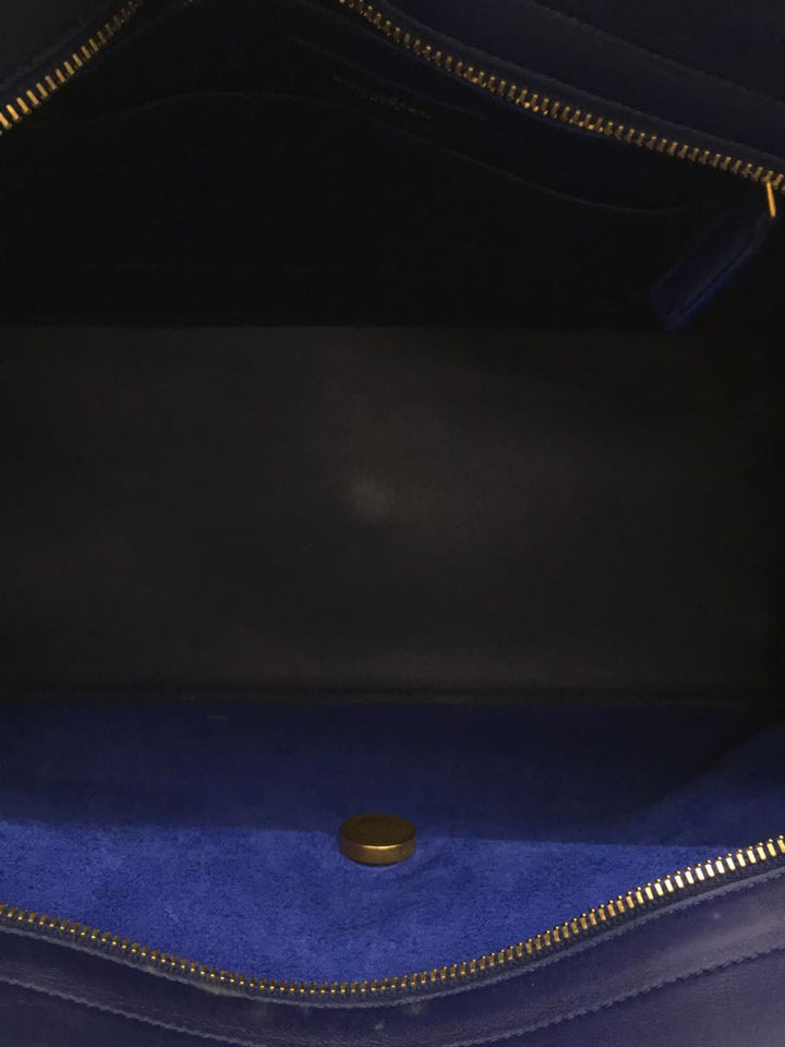 Yves Saint Laurent- Petit Cabas Handbag Boston Bag Leather Navy