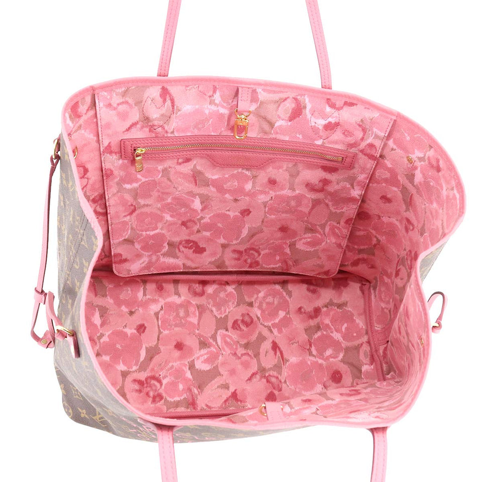 Louis Vuitton Monogram Ikat Flower Neverfull GM Tote Bag Rose Velour