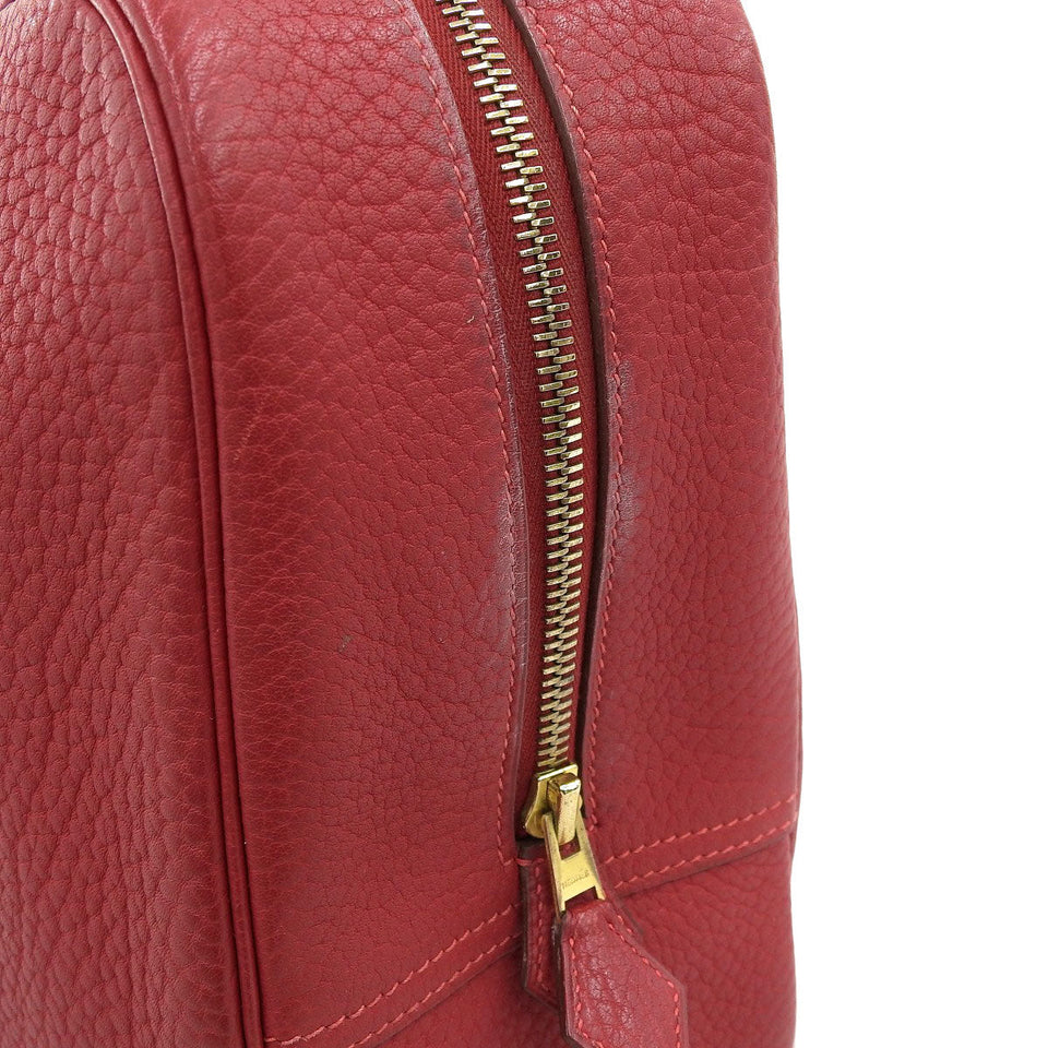 Hermes Plume 32 Handbag Togo Crimson Red Series Gold Metal Fittings