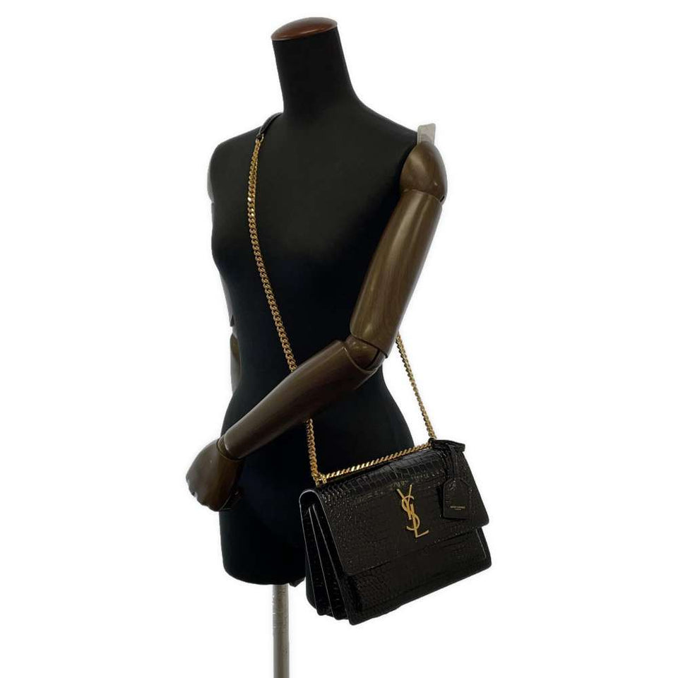 Saint Laurent- Paris Chain Shoulder Bag Embossed Sunset Black