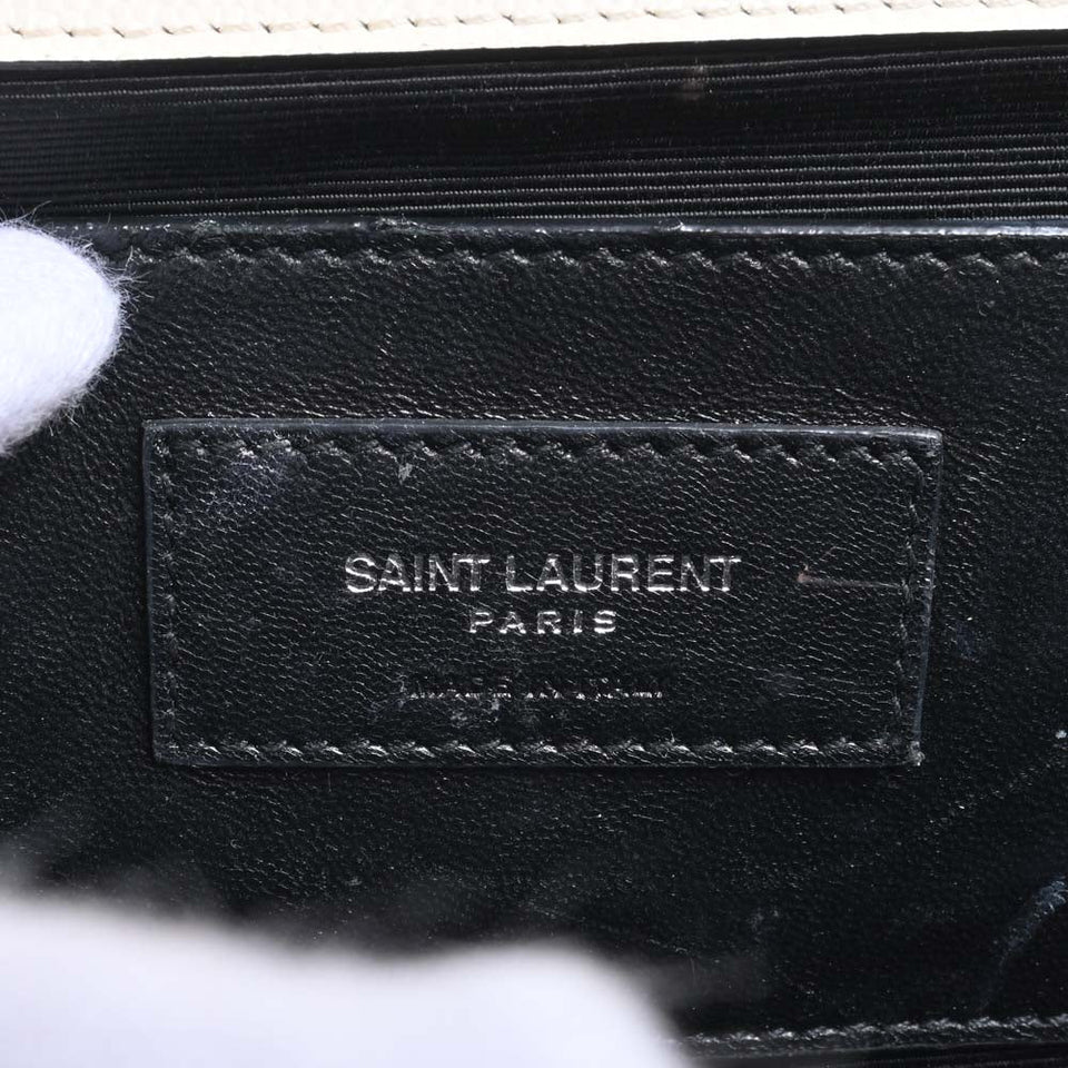 Saint Laurent- Leather Classic Kate Chain Shoulder Bag White/Black