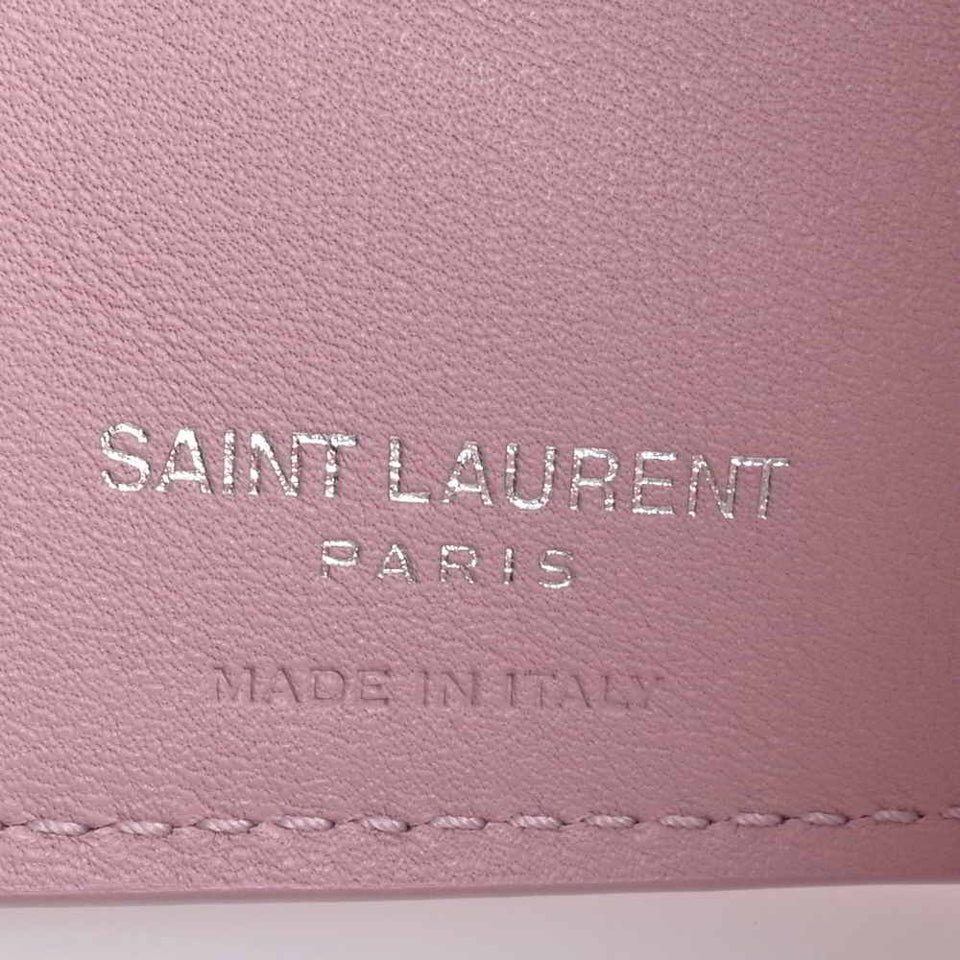 Saint Laurent- Leather Tiny Wallet Tri-fold Compact Wallet Pink