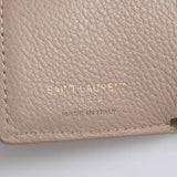 Saint Laurent- Leather  Tiny Wallet Tri-fold Compact Wallet Beige