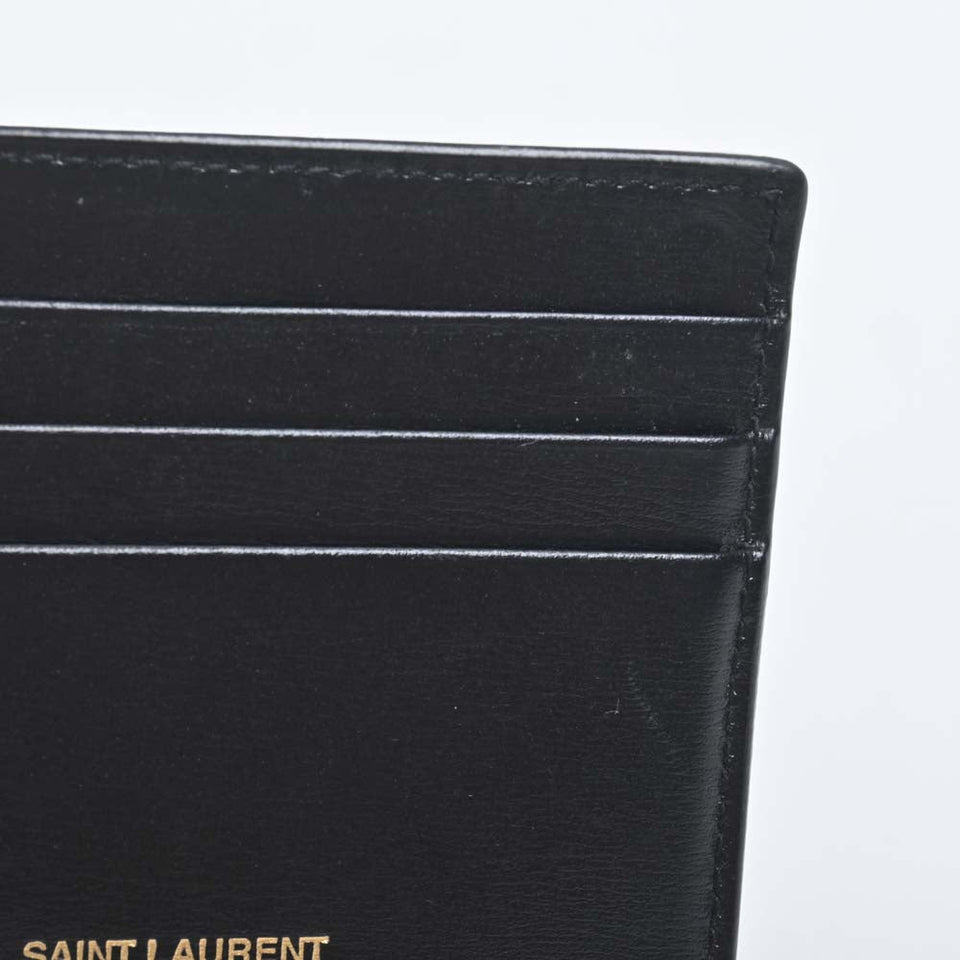 Saint Laurent- Leather Money Clip Bill Clip Wallet Billfold Black