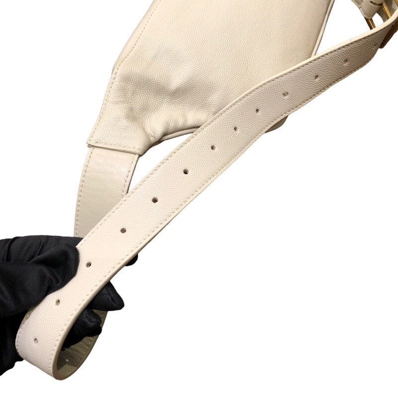 Saint Laurent- Belt Bag Monogram Ivory Gd Hardware Grain Leather Unisex Body Bag