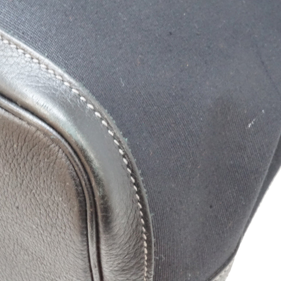 Hermes Garden Party PM Tote Bag Canvas Toile Ash Leather Black