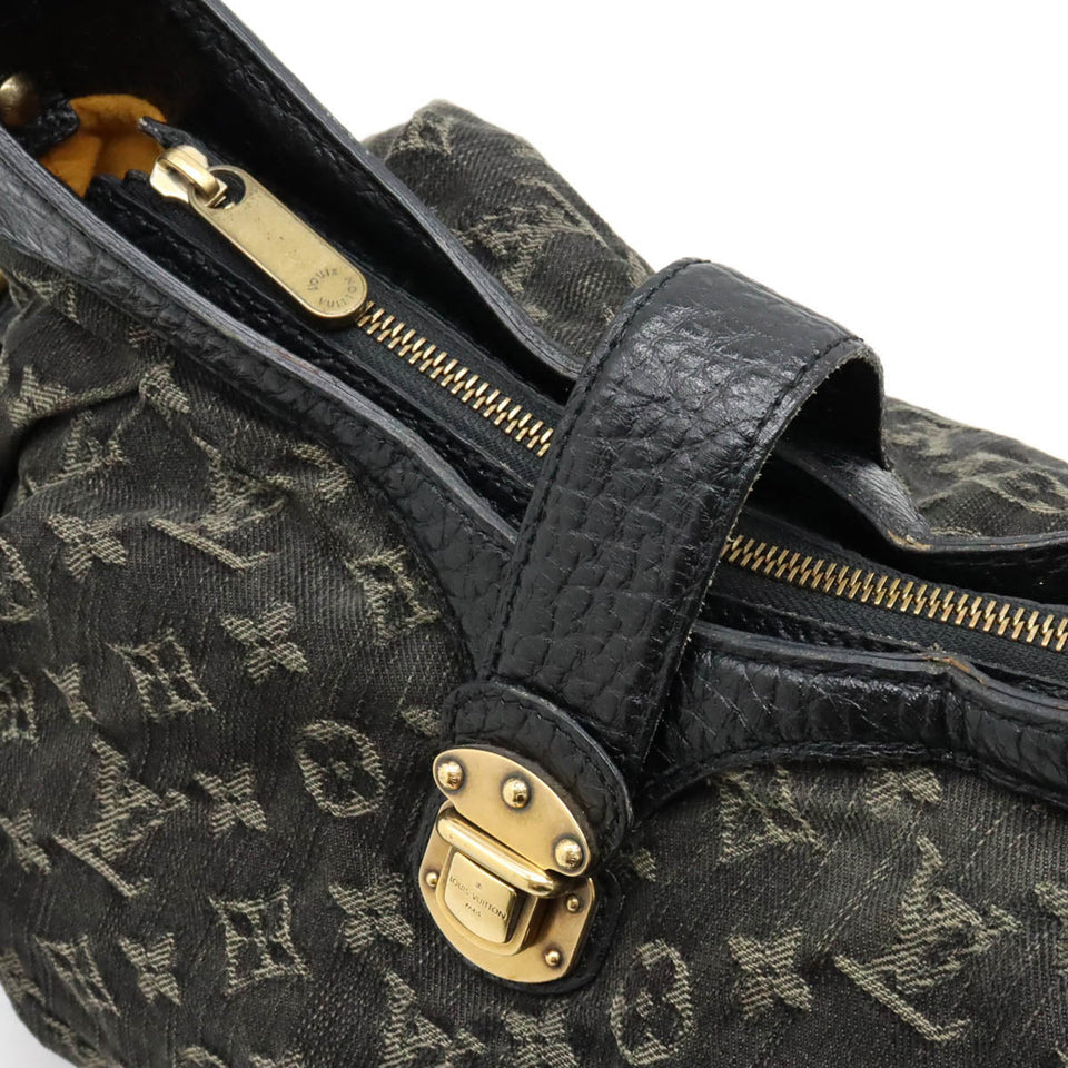 Louis Vuitton Monogram Denim Xs Diagonal Leather Noir Black