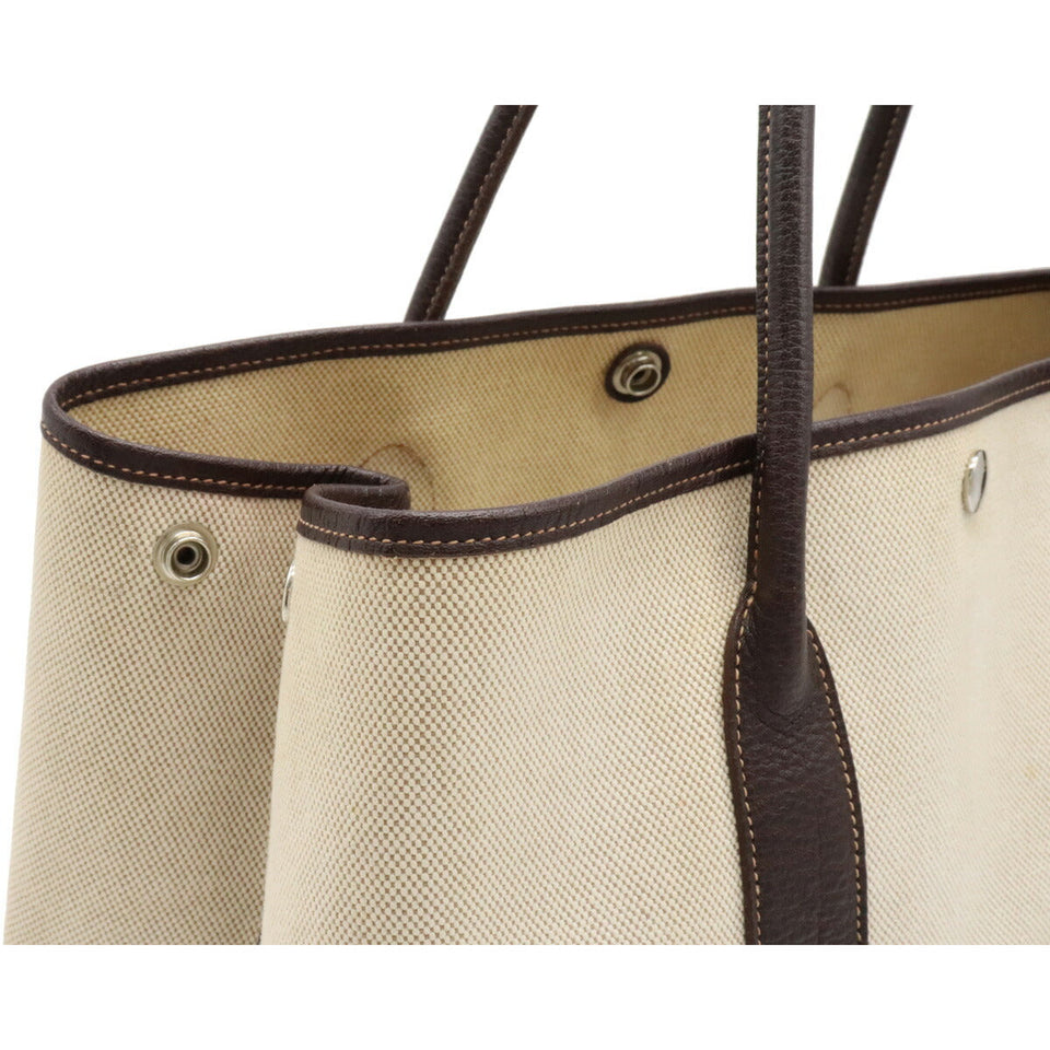 Hermes Garden Party PM Tote Bag Canvas Buffle Leather