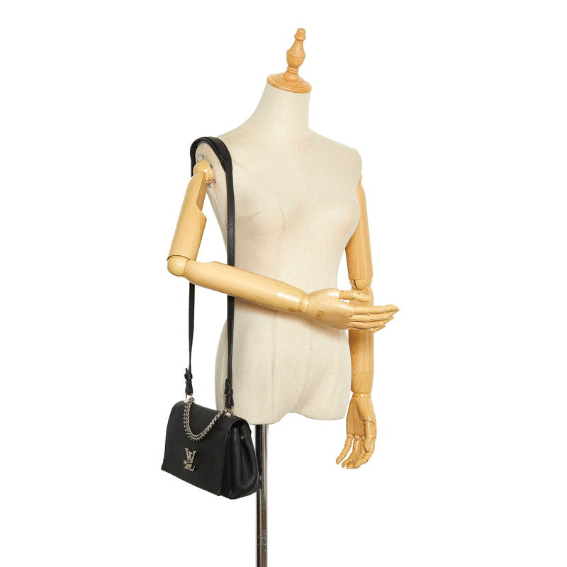 Louis Vuitton Lock Me 2 BB Handbag Shoulder Bag 2WAY Noir Black Leather