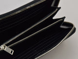 Saint Laurent- Round Zipper Long Wallet Heart Studded Black
