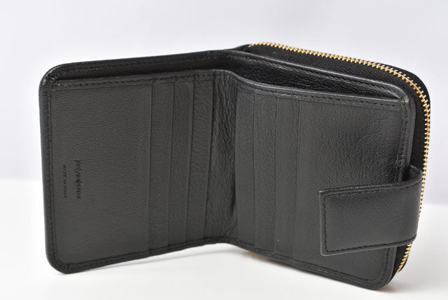 Saint Laurent- Paris Wallet Folding Wallet Zipper Type Black