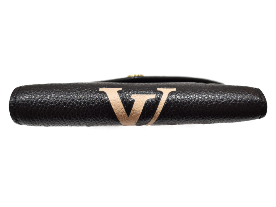 Louis Vuitton Portefeuille Victorine M80968 Folding wallet Monogram Implant leather Black x Beige