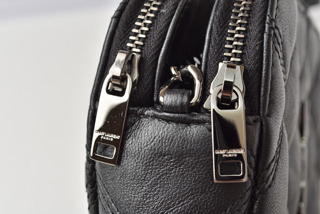 Saint Laurent- Becky Double Zip Pouch Mini Bag Clutch Bag Leather Black Saint Laurent