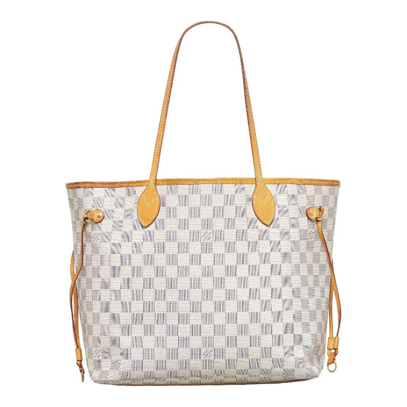 Louis Vuitton Damier Azur Neverfull MM Tote Bag Shoulder Bag White