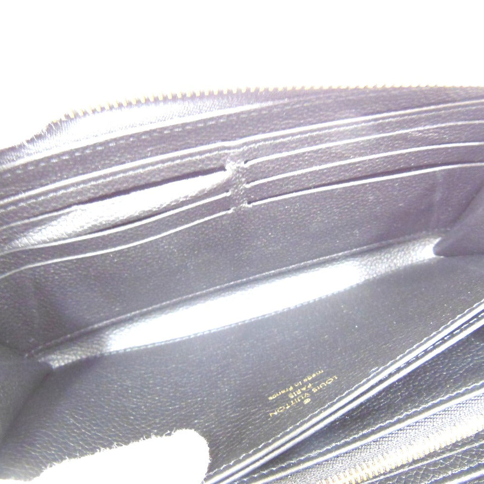 Louis Vuitton Round Zipper Long Wallet  Monogram Implant Black