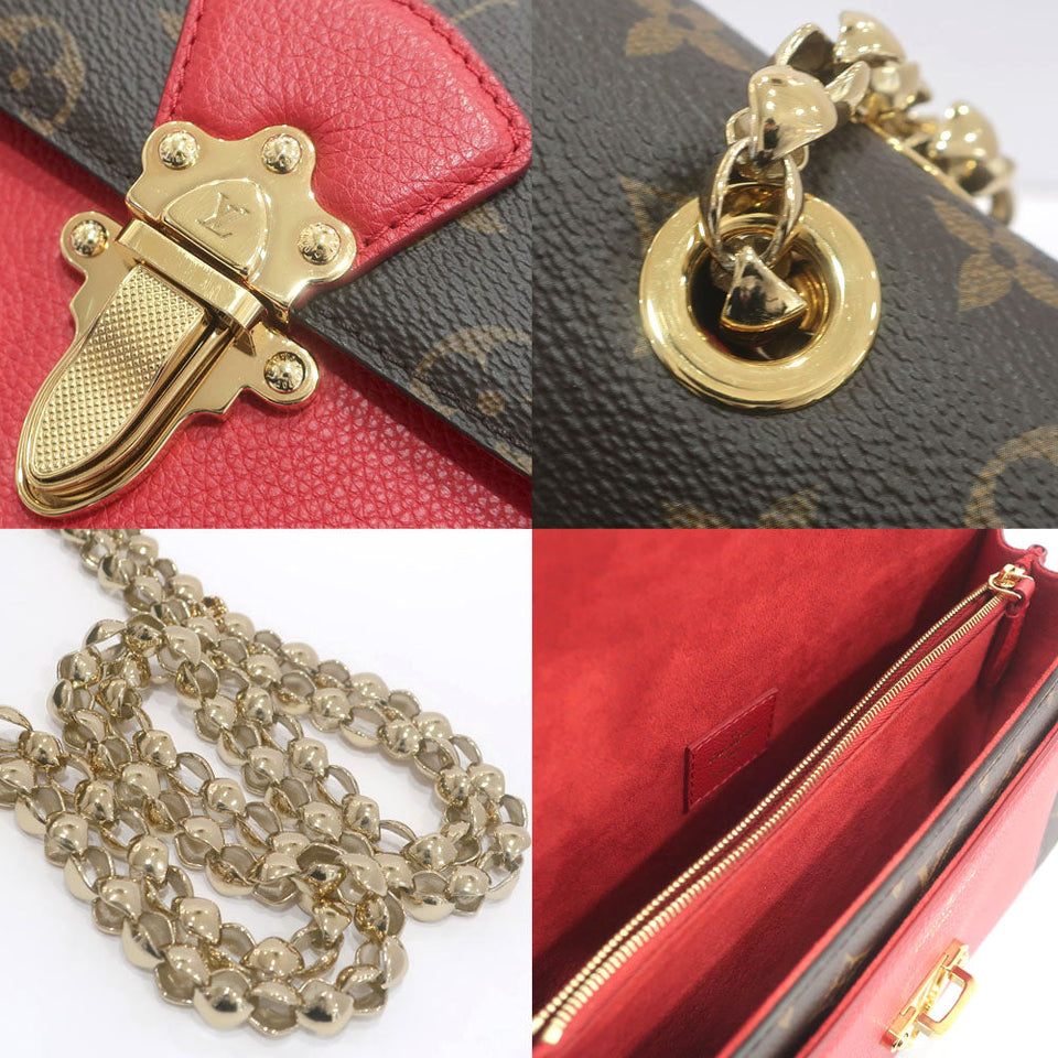 Louis Vuitton Vavin Chain Shoulder Bag Monogram Canvas Leather Red