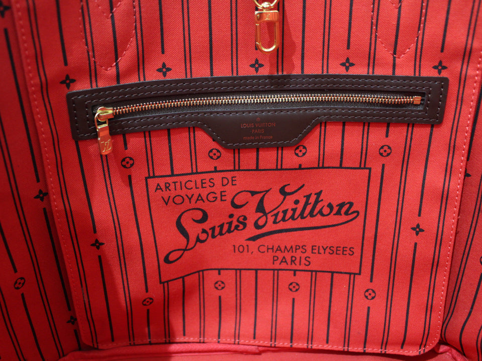 Louis Vuitton Neverfull MM Tote Bag Damier Ebene Brown