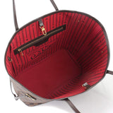 Louis Vuitton Damier Neverfull MM Tote Bag Ebene Brown Red Gold Hardware